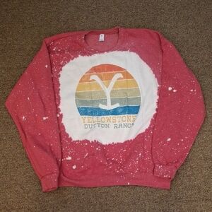 Jerzees Womens Tie Dye Yellowstone Dutton Ranch Crewneck Fleece Sweatshirt Sz XL